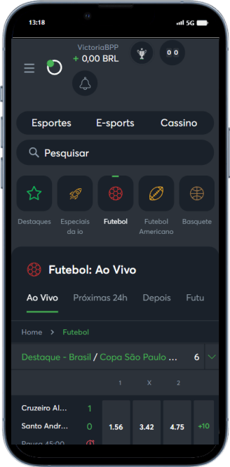 Tela da Sportsbet.io no menu de Apostas Esportivas