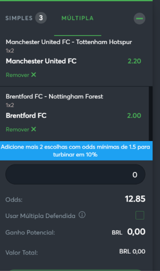 Printscreen de uma aposta com o Recurso Turbinar Múltipla na Sportsbet.io